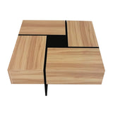 ZNTS ON-TREND Unique Design Coffee Table with 4 Hidden Storage Compartments, Square Cocktail Table with WF305182AAD