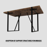 55 " dining table modern rural industrial rectangular MDF dark wood, 4-6 people, 1.5" thick W2189P168378