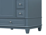 24" Bathroom Vanity with Sink Drawers, Gray Blue Freestanding Vanity Cabinet with Ceramic Top 93166940