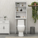 ZNTS Over The Toilet Rack 2 -Tier Toilet Bathroom Spacesaver Storage Shelf with 2 Doors Wood Storage 95065143