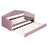Twin size Upholstered Daybed with Trundle ,Velvet Sofabed with USB Charging Ports,No Box-spring 50376681