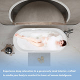 59"Linear AcrylicFreestanding Bathtub Stand Alone Soaker Tub, Glossy White Acrylic, POP-UP Chrome W1675P288930