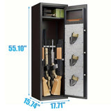 ZNTS Large Gun Safe Cabinet 3 Pistol Pouches, Heavy Duty Biometric Fingerprint Lock, Rifle Gun Safe W1831P214759