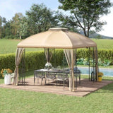 ZNTS 10' x 10' Patio Gazebo with Corner Shelves, Double Roof Outdoor Gazebo Canopy Shelter with Removable W2225142540