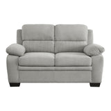Plush Seating Comfortable Loveseat 1pc Gray Textured Fabric Channel Tufting Solid Wood Frame Modern B011P214024
