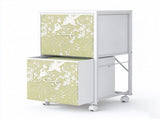 Wood Filing Cabinet with Casters, White Fluted, Iron Clad Wood, Melamine Faced, 2 Small Drawers 89144911