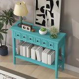 TREXM Rustic Console Table with Open Shelf, Rubber Wood Legs, Ideal for Entryways, Living Rooms, and N715P205077C