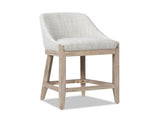 Newport 26.5" Coastal Curved Back Upholstered Counter Stool, Two-Tone Neutral Gray Polyester Wool B2719P238399
