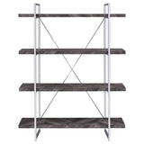Rustic Grey Herringbone Bookcase with Full-Length Shelf B062P153825