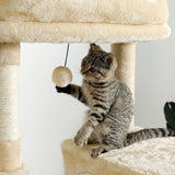 ZNTS Multi-functional Cat Tree Tower with Sisal Scratching Post, 2 Cozy Condos, Top Perch, Hammock, 09623379