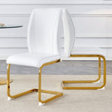 Luxury Simple Arch Chair - Set of 2 WHITE PU Material High Resilience Dining Chair with Arched Metal W1151P154875