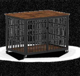 Furniture style dog crate wrought iron frame door with side openings, Rustic Brown, 43.3''W x W1162119831