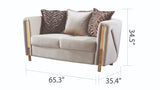 Thick Velvet Fabric Upholstered Loveseat Made With Wood in Beige B009P153971