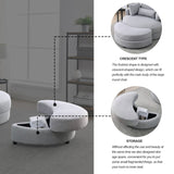 Welike Swivel Accent Barrel Modern Grey Sofa Lounge Club Big Round Chair with Storage W83469811