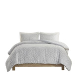 King/Cal King 3 Piece Tufted Woven Medallion Duvet Cover Set B035129154