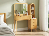 48" Fluted Makeup Vanity Desk with Large 32" Mirror, Modern Glass Top Big Vanity Table with 4 N704P420034N