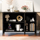 Featured Three-door Storage Cabinet with Metal Handles, Suitable for Corridors, Entrances, Living WF308089AAB