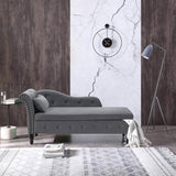 Aijia 60" Velvet Multifunctional Storage Chaise Lounge Buttons Tufted Nailhead Trimmed Solid Wood W111749337