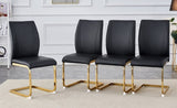 Luxury Simple Arch Chair - Set of 4 BLACK PU Material High Resilience Dining Chair with Arched Metal W1151P154872