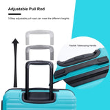 3 Piece Luggage Sets ABS Lightweight Suitcase with Two Hooks, Spinner Wheels, TSA Lock, W284102007