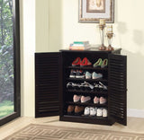 ZNTS Modern Transitional Design 1pc Shoe Cabinet Espresso Finish Adjustable Shelves Louver Design Doors B011P191541