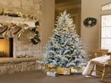 7 FT Pre-lit Snow Flocked Christmas Tree, Artificial Hinged Xmas Pine Tree with 1100 Branch Tips, 02996300