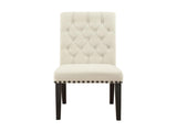 Set of 2 Fabric Upholstered Dining Side Chairs, Beige and Smokey Black B016P369245
