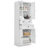 ZNTS Tall Bathroom Storage Cabinet, Cabinet with Four Doors and Drawers, Adjustable Shelf, MDF Board, N725P186647W