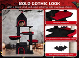 Gothic 5-Level Cat Tree 63" Tall with Sisal Scratching Posts Black Red Cat Tower 42411878