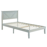 Twin Size Solid Wood Platform Bed Frame with Headboard Gray Wash 79929516