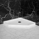 Goodyo 36 in. D x 36 in. W x 3.5 in. H Corner Drain Neo-Angle Shower Base in White D163111784