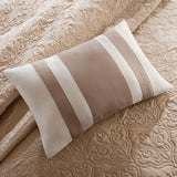 ZNTS 7 Piece Quilt Set with Euro Shams and Throw Pillows Beige King/Cal King B03597431