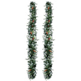 2 Pack 9FT Pre-lit Snow Flocked Christmas Garland, Lighted Artificial Xmas Garland with 200 Warm 83757573