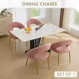 061-Set of 1 Teddy Fabric Chairs With Curved Backrest and Golden Metal Legs for Kitchen or W527P255486