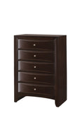 1Pc Contemporary 5 Drawer Chest Brown Finish Solid Wood Wooden Bedroom Furniture B011P216684