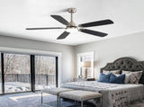 Modern 52 Inch Led Ceiling Fan 110V 6 Speed Wind 5 Blades Remote Control Reversible DC Motor W934P189486