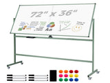 360&deg Rotating Double-Sided Magnetic Whiteboard, 182.8891.44cm Writing Surface Mobile Dry Erase 81104180