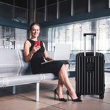 ABS Spinner Wheel Luggage, Carry on Suitcase, with Cup Holder & USB Port & Phone Holder W2787P262957