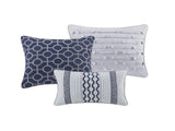 7 Piece Jacquard Comforter Set Navy Queen B03597208