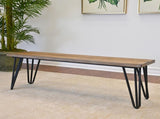 Aryven Industrial Wood Dining Bench, Rustic Dark Pine Finish T2574P164623