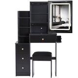 Small Size Left Bedside Cabinet Vanity Table Cushioned Stool, 2 AC2 USB Power Station, Hair dryer W936P202471