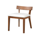 Modern Walnut-Finish Wood & White Glossy PU Leather Upholstered Dining Chairs Set of 2 N842P299016H