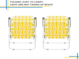 2pcs Steel Tube PP Webbing Bearing 120kg Folding Beach Chair Yellow & White 25170682