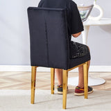 4 piece dining chairs.The gold metal legs complement the black velvet, showcasing a perfect blend of W1151131989