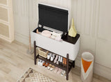 TREXM Farmhouse Upholstered Storage Bench with Hidden Compartment, Modern Entryway Bench for Living N715P308014P