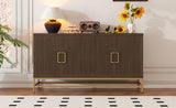 TREXM Retro Style Sideboard with Adjustable Shelves, Rectangular Metal Handles and Legs for Kitchen, N715P232695P