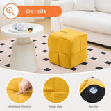 Square Ottoman Foot Stool Corduroy Vanity Chair Bench with Padded Woven Footrest for Entryway Living 46377371