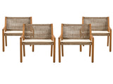 OUTDOOR DINING CHAIR -Acacia Wood & Wicker with Cream Cushion Patio Furniture-Teak finish & wicke N770P272397G