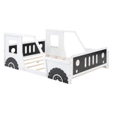 Full Size Classic Car-Shaped Platform Bed with Wheels,White WF306743AAK