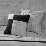 7 Piece Faux Suede Comforter Set Grey King B03596798